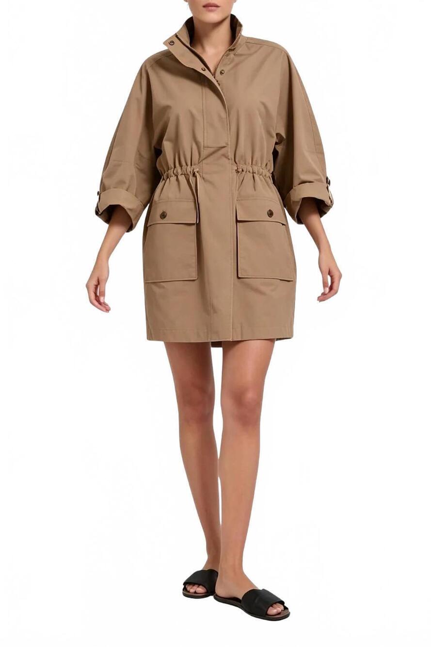 NEW BRUNELLO CUCINELLI drawstring waist mini dress in beige